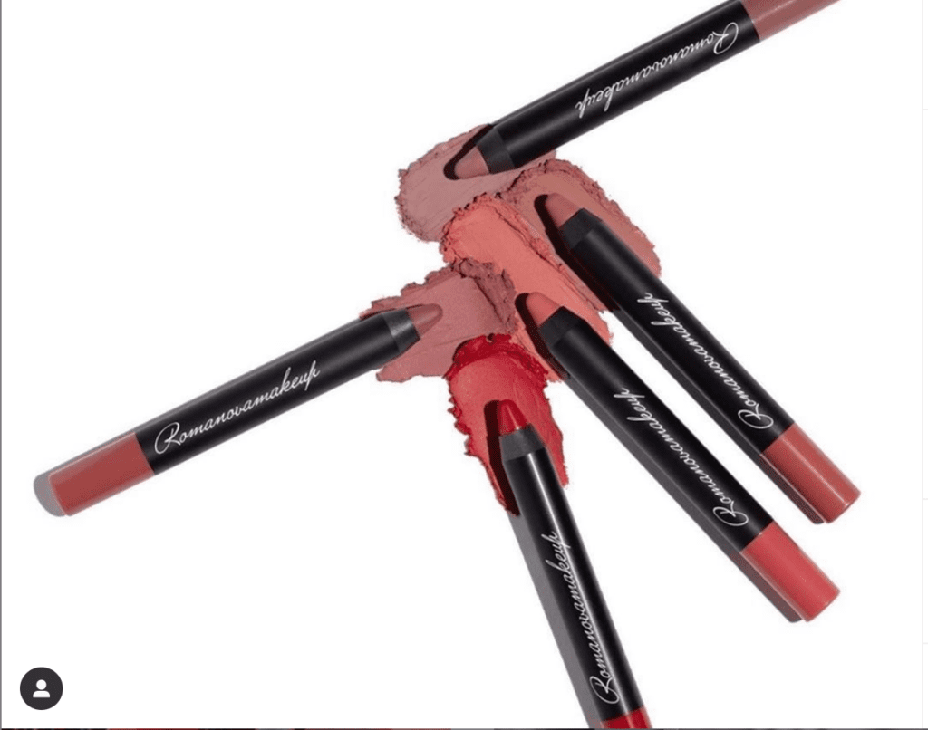 A collection of Romanovamakeup lipstick pens as an example of summer glow makeup